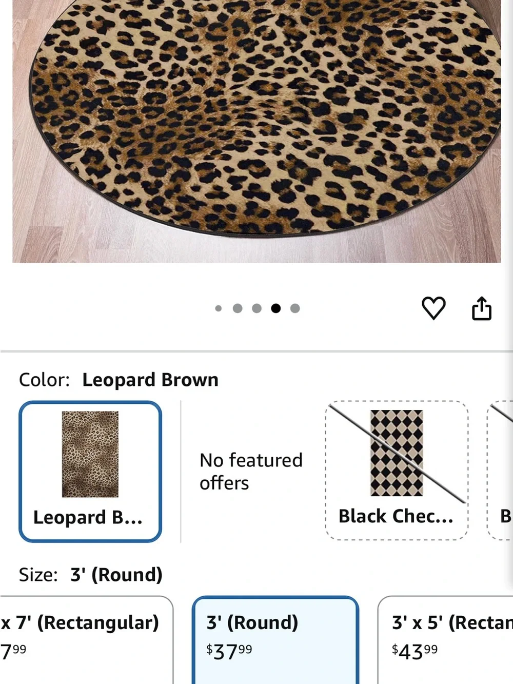 3’ Leopard Print Round Accent Rug - Brown & Black